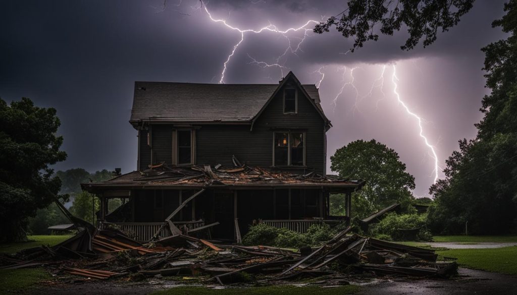 Property damaged in a storm